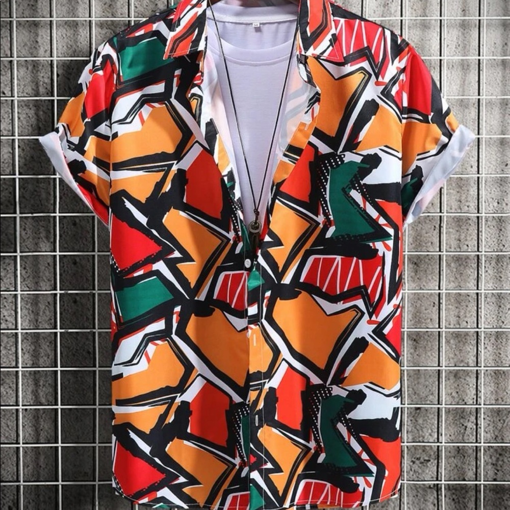 Multicolor Casual Men’s Random Allover Print Shirt